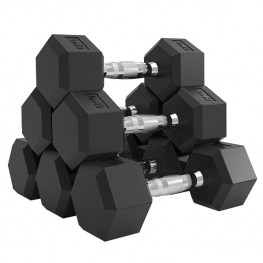 Wholesale home gym power training equipment adjustable dumbbell hex rubber dumbbell set